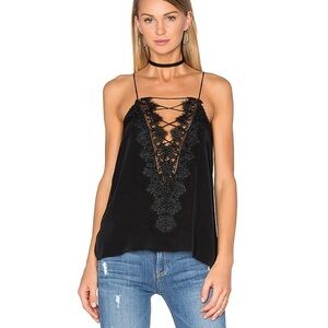 Cami NYC The Charlie Black Silk Lace Tank Top